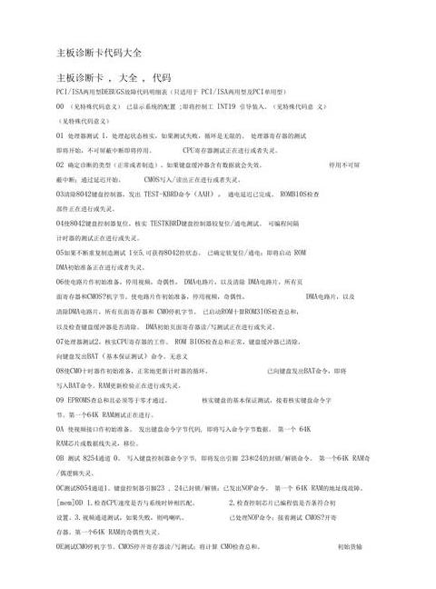 主板检测卡代码解析：常见COMS电路故障及解决方案
